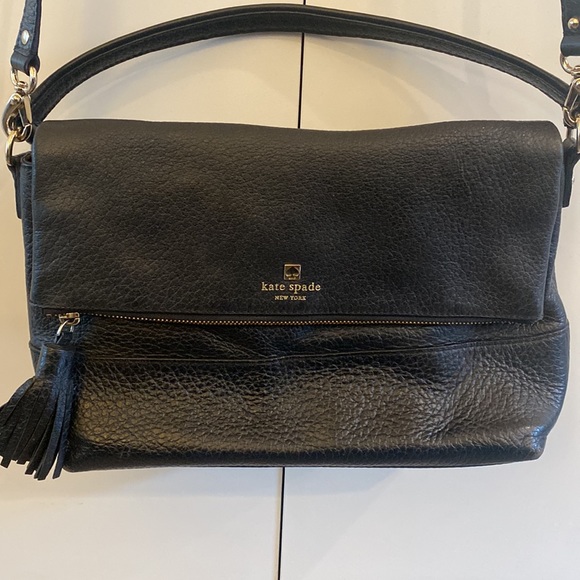Kate Spade Cobble Hill Little Minka Black 100% Leather Satchel Purse Crossbody - Picture 2 of 5